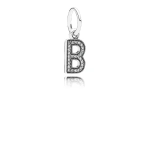 (kép) PANDORA B betű függő charm - 791314CZ
