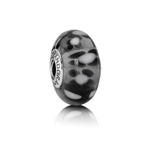 (kép) PANDORA Blossoms silver charm with black murano glass - 790752