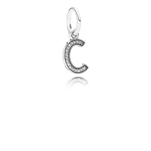 (kép) PANDORA C betű függő charm - 791315CZ