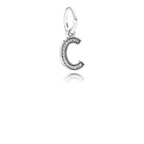 (kép) PANDORA C betű függő charm - 791315CZ