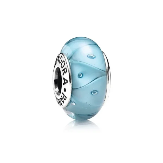 (kép) PANDORA Cikcakkos türkizkék üveg charm - 790924