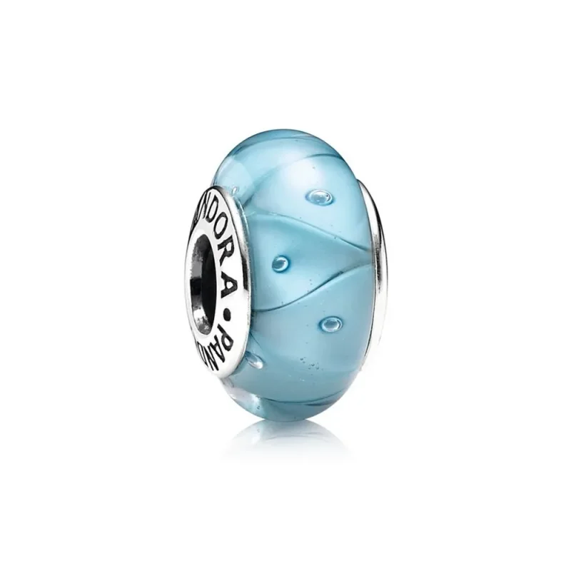 (kép) PANDORA Cikcakkos türkizkék üveg charm - 790924