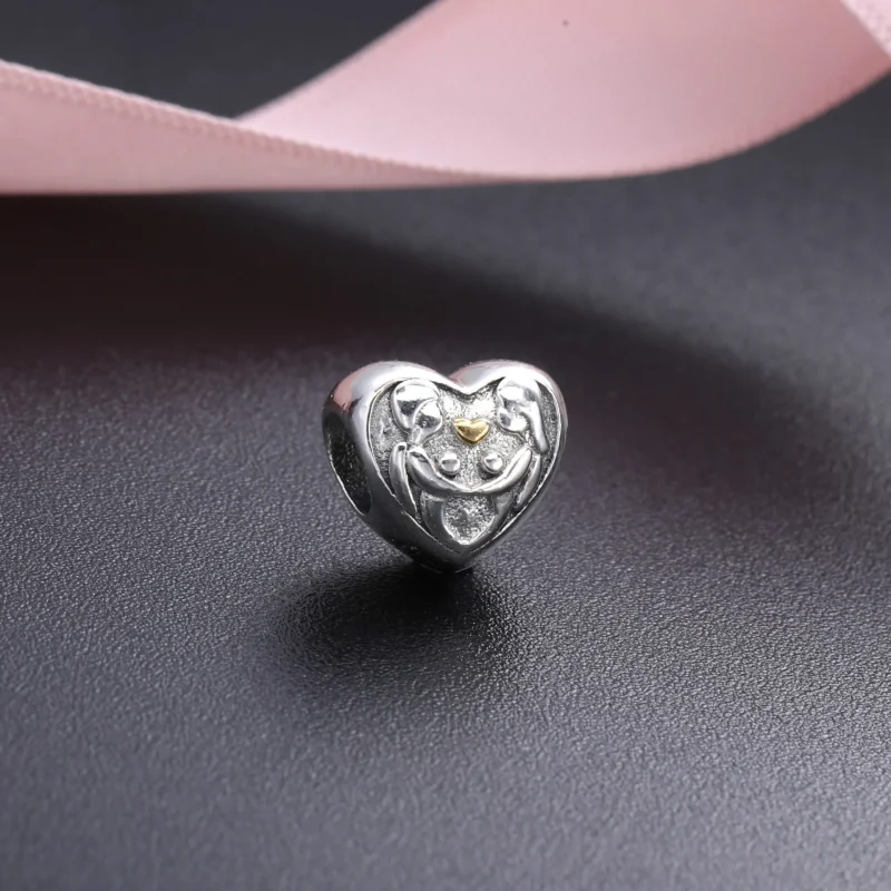 (kép) PANDORA Családi szív ezüstcharm 14k arannyal - 791771 - Megtekintés 2