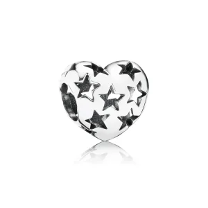 (kép) PANDORA Csillagos szív áttört mintás charm - 791393