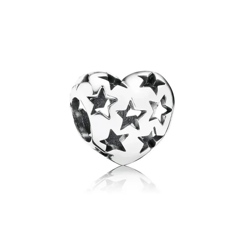 (kép) PANDORA Csillagos szív áttört mintás charm - 791393