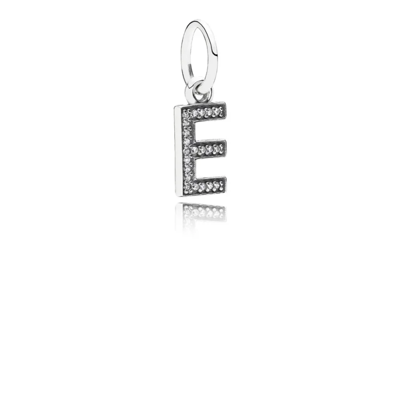 (kép) PANDORA E betű függő charm - 791317CZ