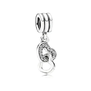 (kép) PANDORA Egymásba kapcsolt szívek függő charm - 791242CZ