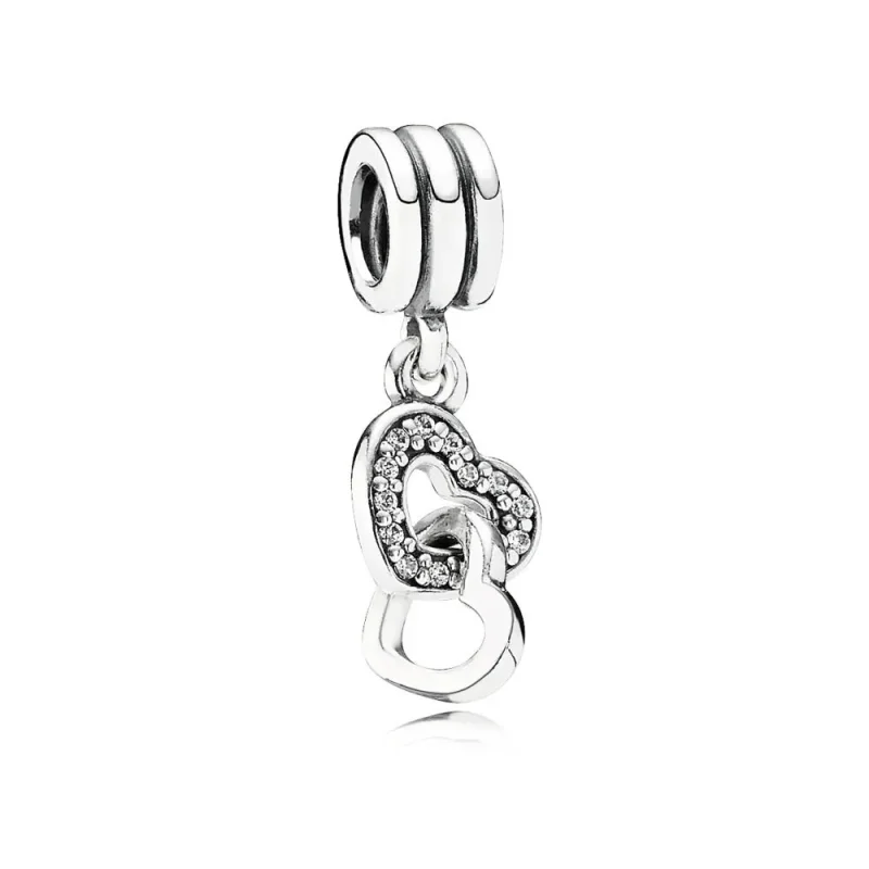 (kép) PANDORA Egymásba kapcsolt szívek függő charm - 791242CZ