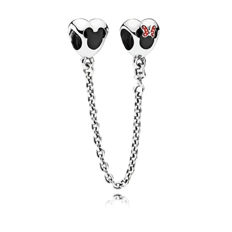 (kép) PANDORA ezüst biztonsági lánc, Disney, Mickey és Minnie egér