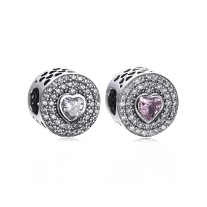 (kép) PANDORA ezüst charm, Csillogó szív - PX00190-1