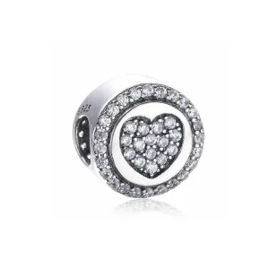 (kép) PANDORA ezüst charm, Csillogó szív - PX00242-1B