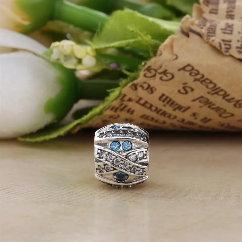 (kép) PANDORA ezüst charm, Kék kő - Megtekintés 2