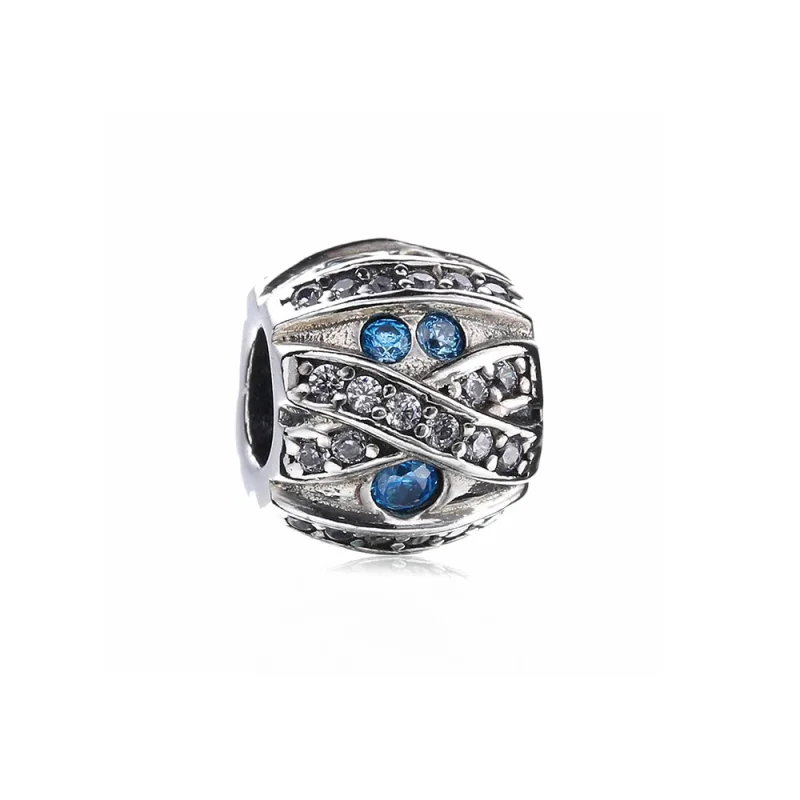 (kép) PANDORA ezüst charm, Kék kő