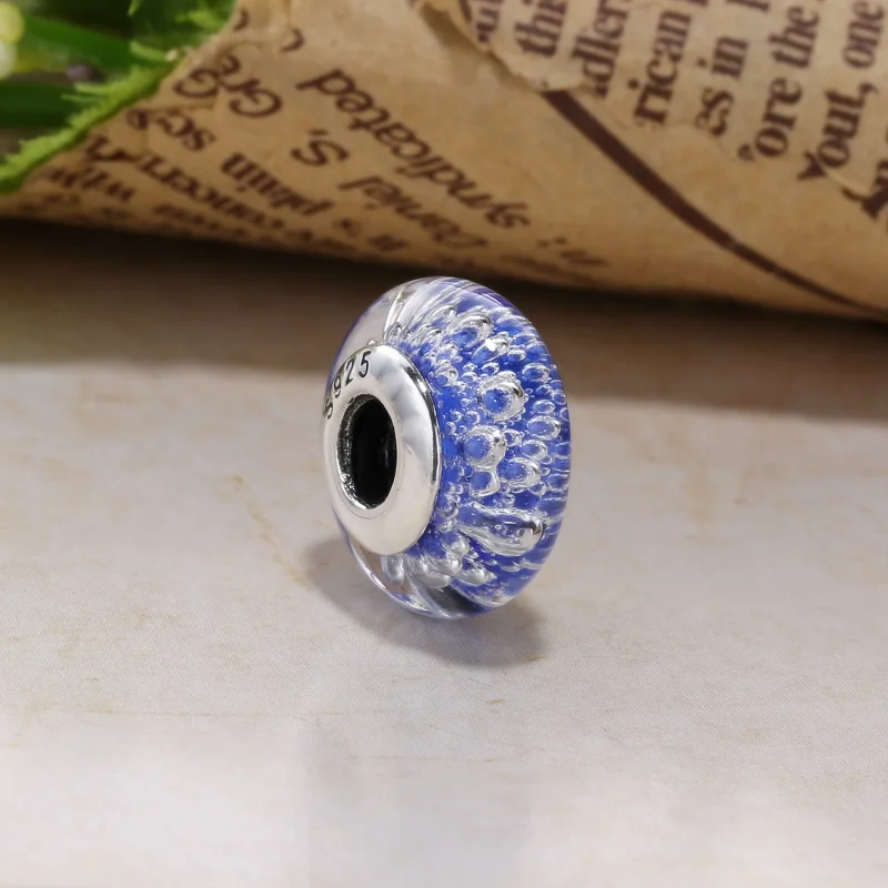 (kép) PANDORA ezüst charm, Kék pezsgő - Megtekintés 2