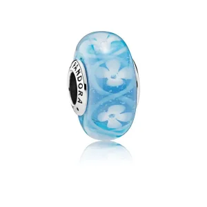 (kép) PANDORA ezüst charm, Kék virágzás