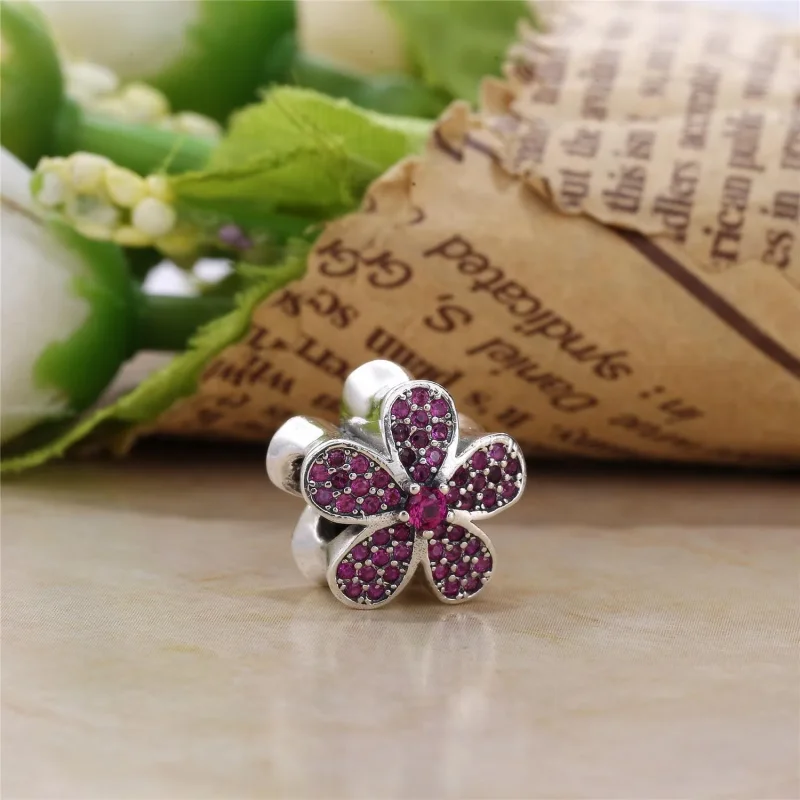 (kép) PANDORA ezüst charm, Lila káprázatos Daisy - Megtekintés 2