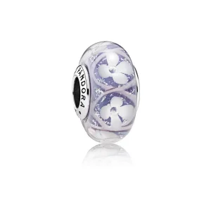 (kép) PANDORA ezüst charm, Lila mező virág