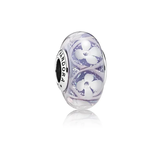 (kép) PANDORA ezüst charm, Lila mező virág