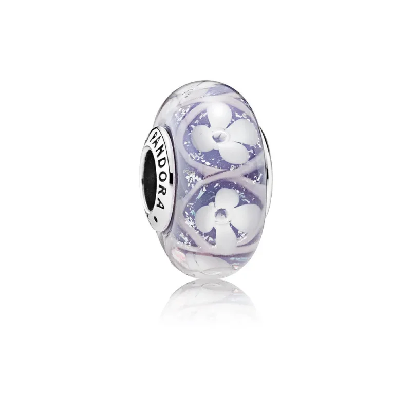 (kép) PANDORA ezüst charm, Lila mező virág
