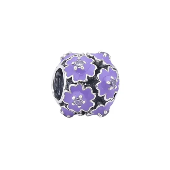 (kép) PANDORA ezüst charm, Lila virág