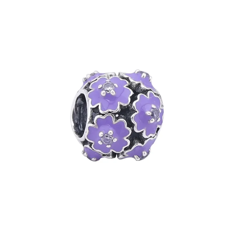 (kép) PANDORA ezüst charm, Lila virág