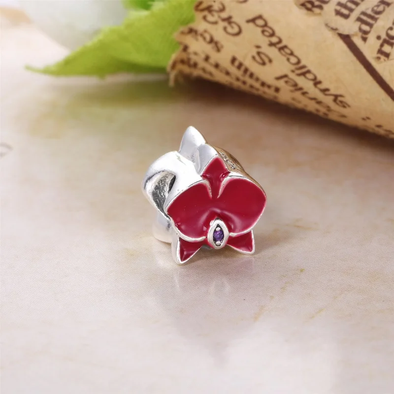 (kép) PANDORA ezüst charm, Orchidea - Megtekintés 2