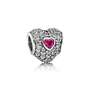 (kép) PANDORA ezüst charm, Pavé szív