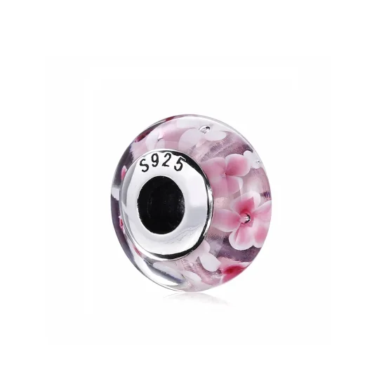 (kép) PANDORA ezüst charm, Rózsaszín virág 791652A