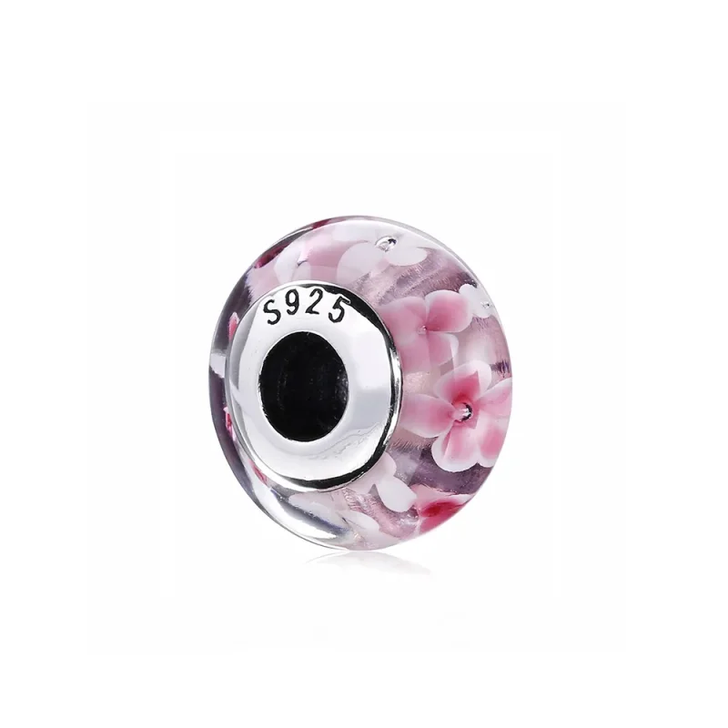 (kép) PANDORA ezüst charm, Rózsaszín virág 791652A