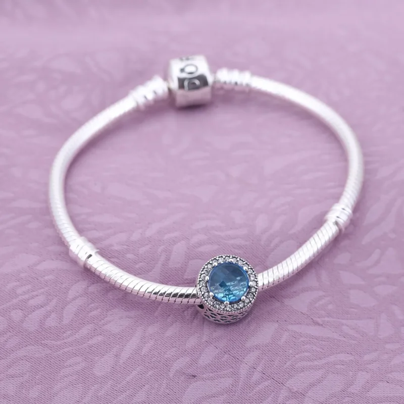 (kép) PANDORA ezüst charm, Sky Blue sugárzó szívek - Megtekintés 2