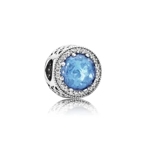 (kép) PANDORA ezüst charm, Sky Blue sugárzó szívek