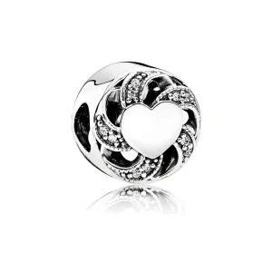 (kép) PANDORA ezüst charm, Szalag szív