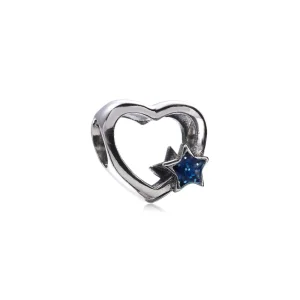 (kép) PANDORA ezüst charm, Szív csillag