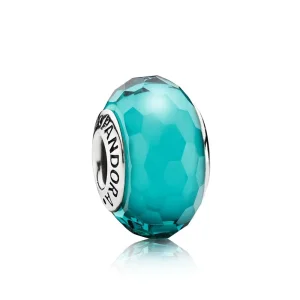 (kép) PANDORA ezüst charm, Teal csiszolt