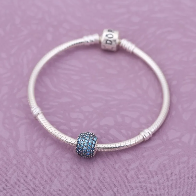 (kép) PANDORA ezüst charm, Teal Pavé labda - Megtekintés 2