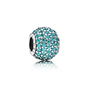 (kép) PANDORA ezüst charm, Teal Pavé labda