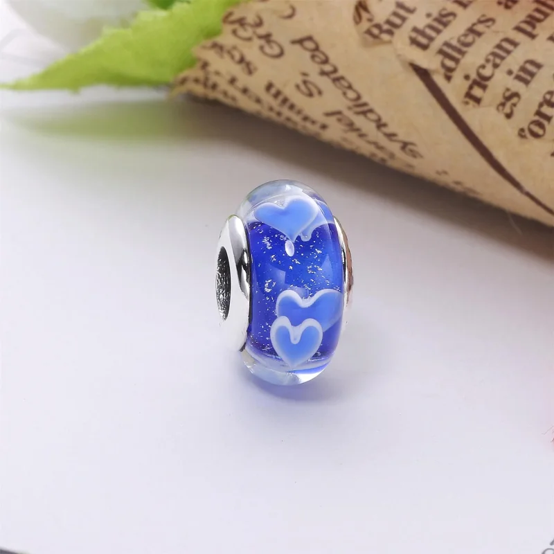 (kép) PANDORA ezüst charm, Virágos üveg Murano - Megtekintés 2