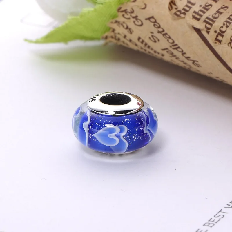 (kép) PANDORA ezüst charm, Virágos üveg Murano - Megtekintés 3