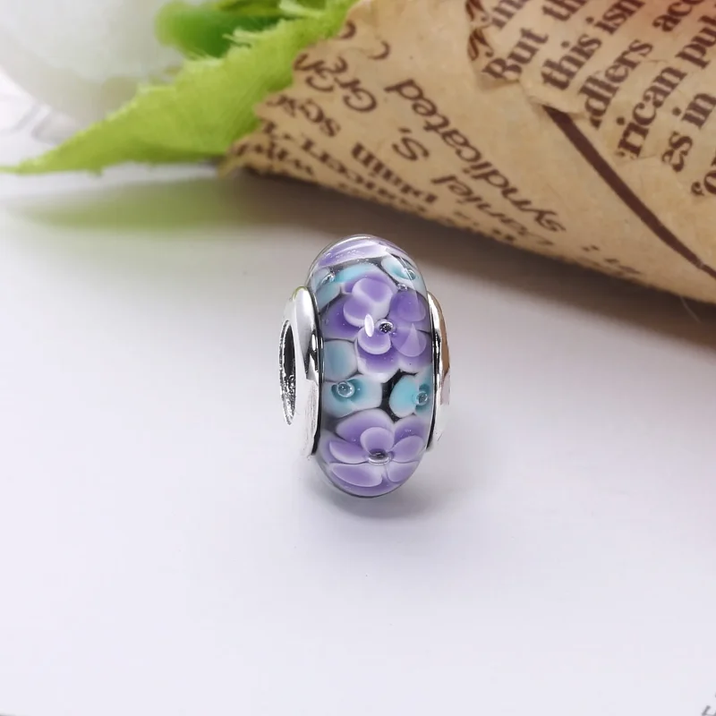 (kép) PANDORA ezüst charm, Virágos üveg Murano - Megtekintés 4