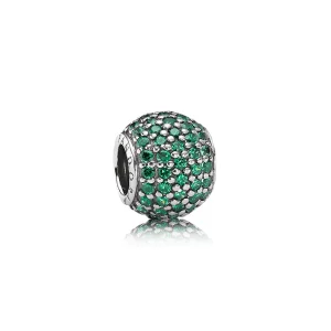 (kép) PANDORA ezüst charm, Zöld Pavé labda