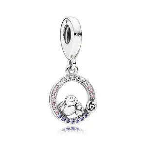 PANDORA ezüst függő charm, Anya és baba madár (kép) PANDORA ezüst függő charm, Anya és baba madár