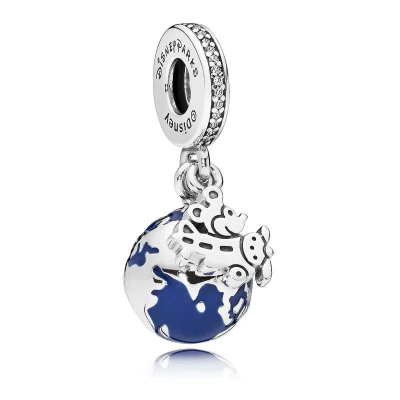 (kép) PANDORA ezüst függő charm, Mickey Mouse Globe - Megtekintés 2
