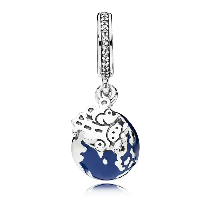 (kép) PANDORA ezüst függő charm, Mickey Mouse Globe - Megtekintés 3