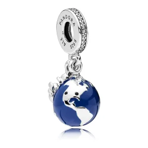 (kép) PANDORA ezüst függő charm, Mickey Mouse Globe