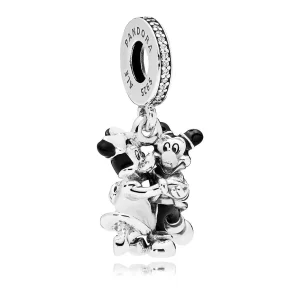 (kép) PANDORA ezüst függő charm, Mickey és Minnie