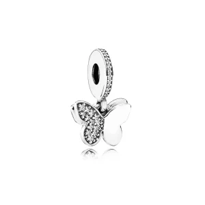 PANDORA ezüst függő charm, Repülő lepkék (kép) PANDORA ezüst függő charm, Repülő lepkék