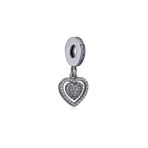 (kép) PANDORA ezüst függő charm, Szív - mh2Atq3F