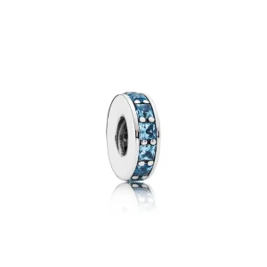 (kép) PANDORA Ezüst spacer fazettált égkék kristállyal - 791724NBS