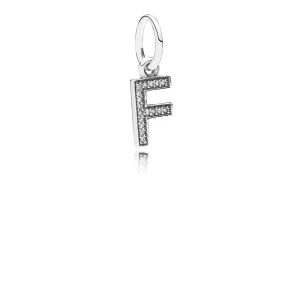 (kép) PANDORA F betű függő charm - 791318CZ