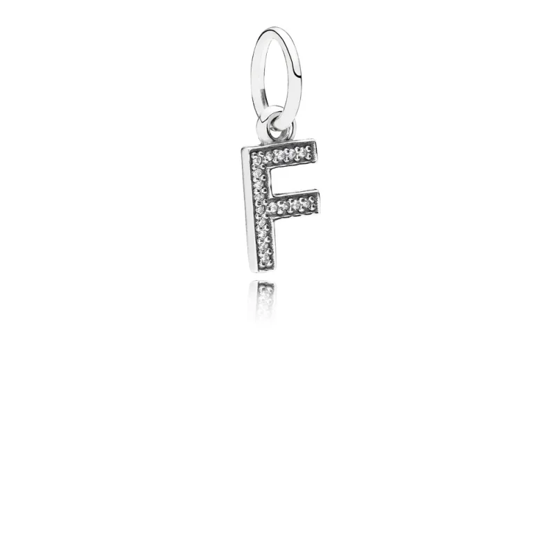 (kép) PANDORA F betű függő charm - 791318CZ